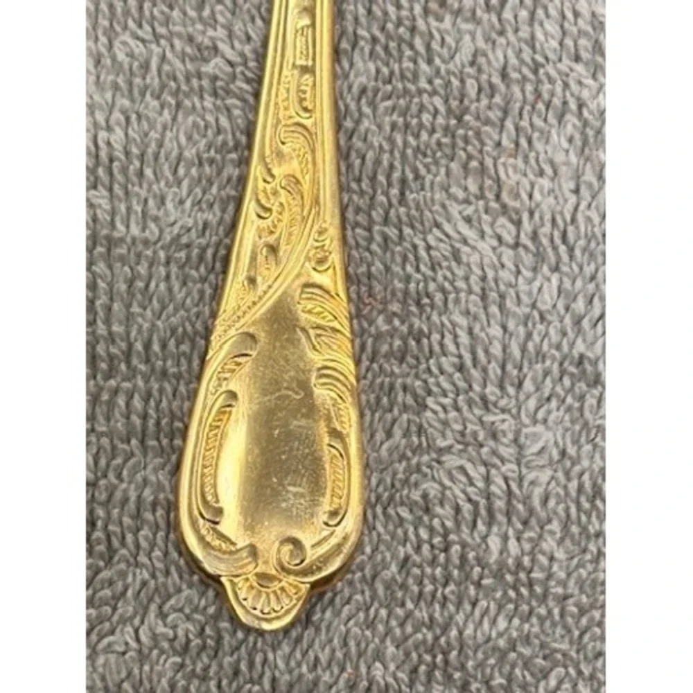 Nivella 23/24K Hartvergoldet 6 Gold Plated Rococo Dessert Spoons Tongs Germany